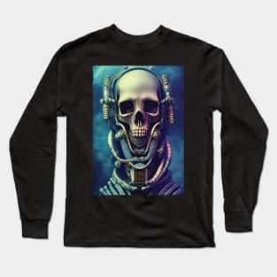 Skeleton Astronaut | Space Skull | Dystopian Art | Skull Astronaut Artwork | Fantasy Astronaut Skull Long Sleeve T-Shirt